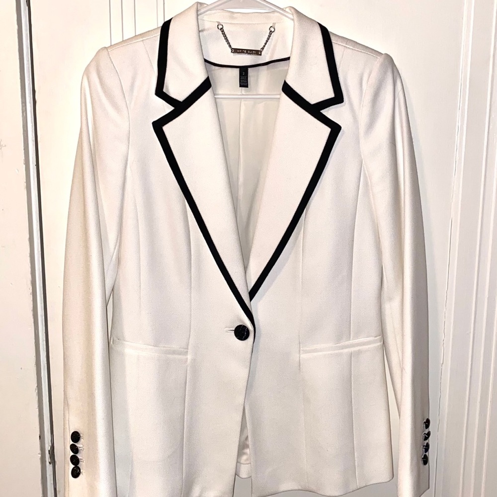 WHBM White blazer with black trim, sz 2. Like new.